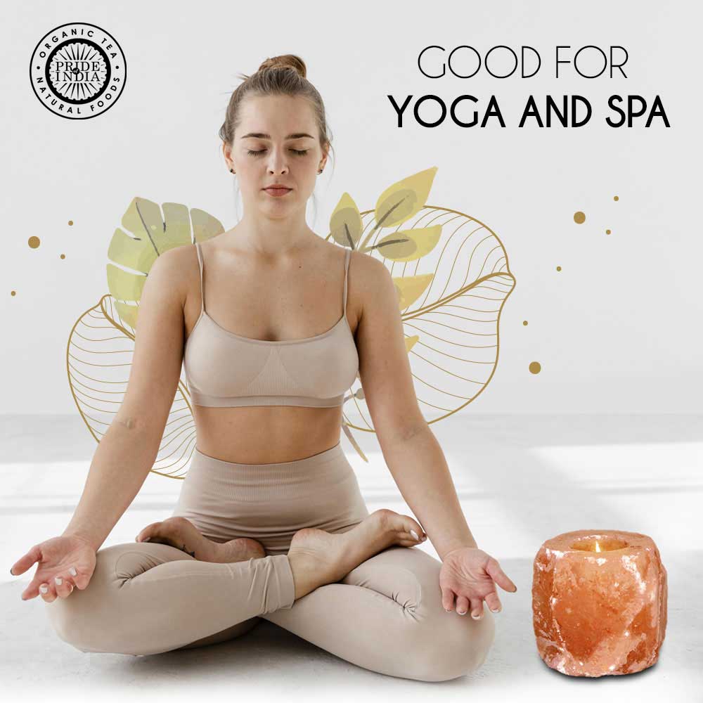 Himalayan Pink Salt Tea Light Holder by Pride of India – Salt Candle Holder Room Décor Item