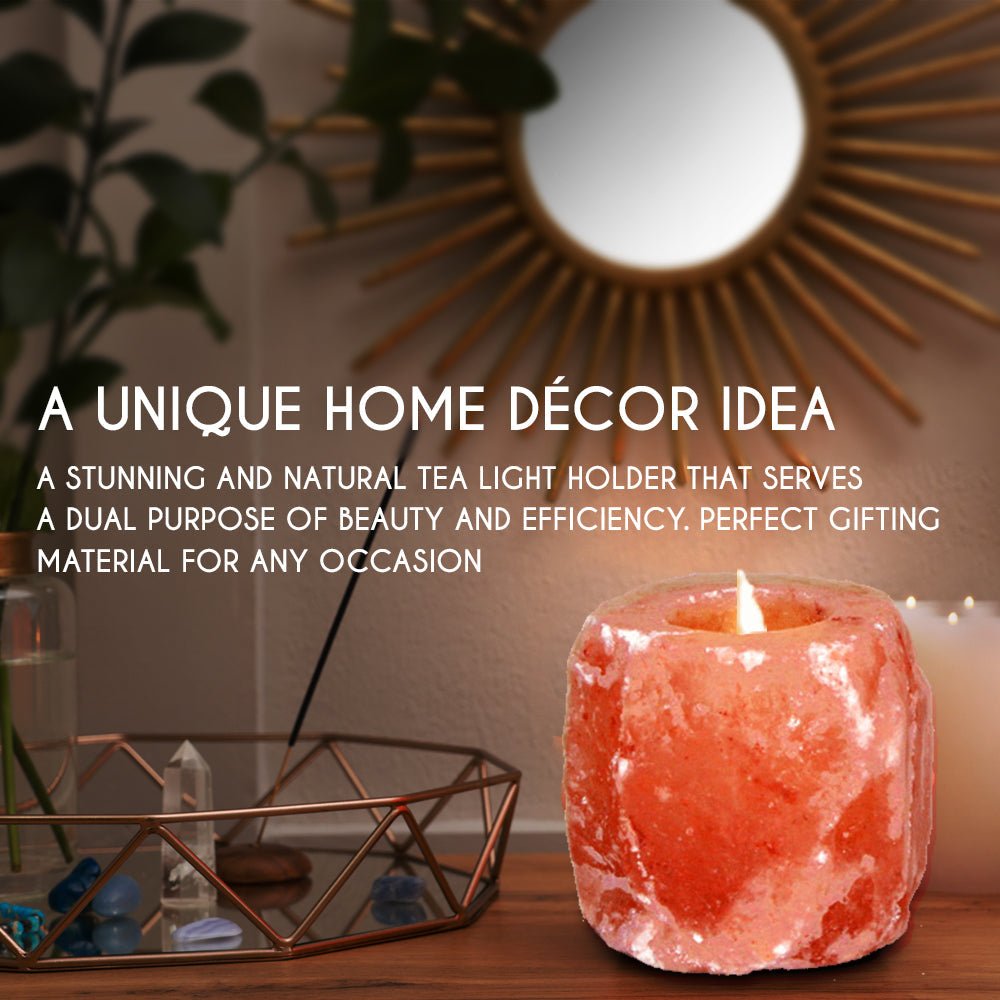 Himalayan Pink Salt Tea Light Holder by Pride of India – Salt Candle Holder Room Décor Item