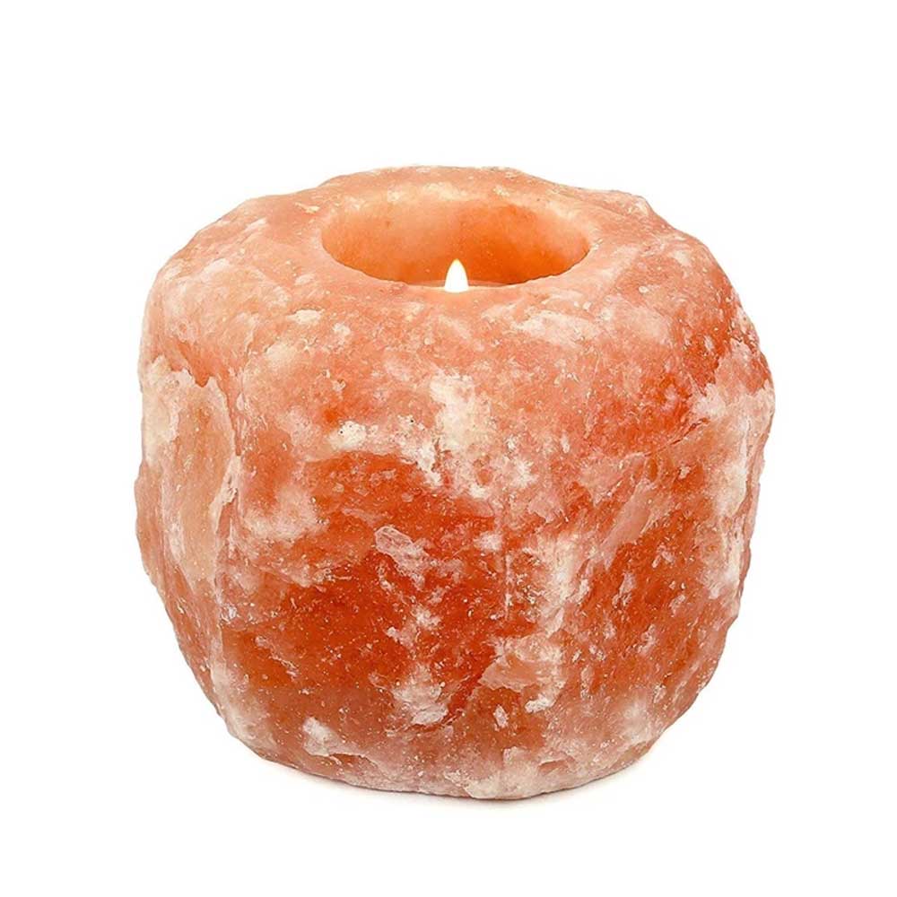 Himalayan Pink Salt Tea Light Holder by Pride of India – Salt Candle Holder Room Décor Item