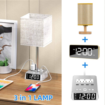 Table Lamp, 4 USB Ports &amp; AC Power Outlets, Alarm Clock - My Store
